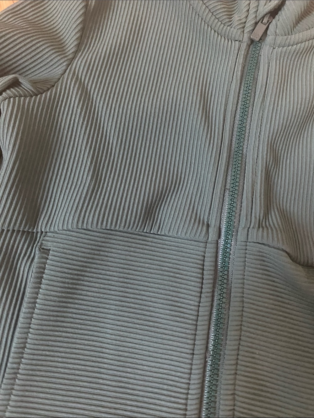 Girls All In Motion Ribbed Green Zip-Front Jacket - Picture 2 of 3
